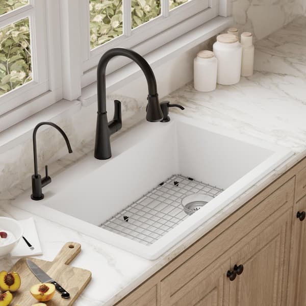 Karran QT-670 Quartz/Granite 33 in. Single Bowl Top Mount Drop-In