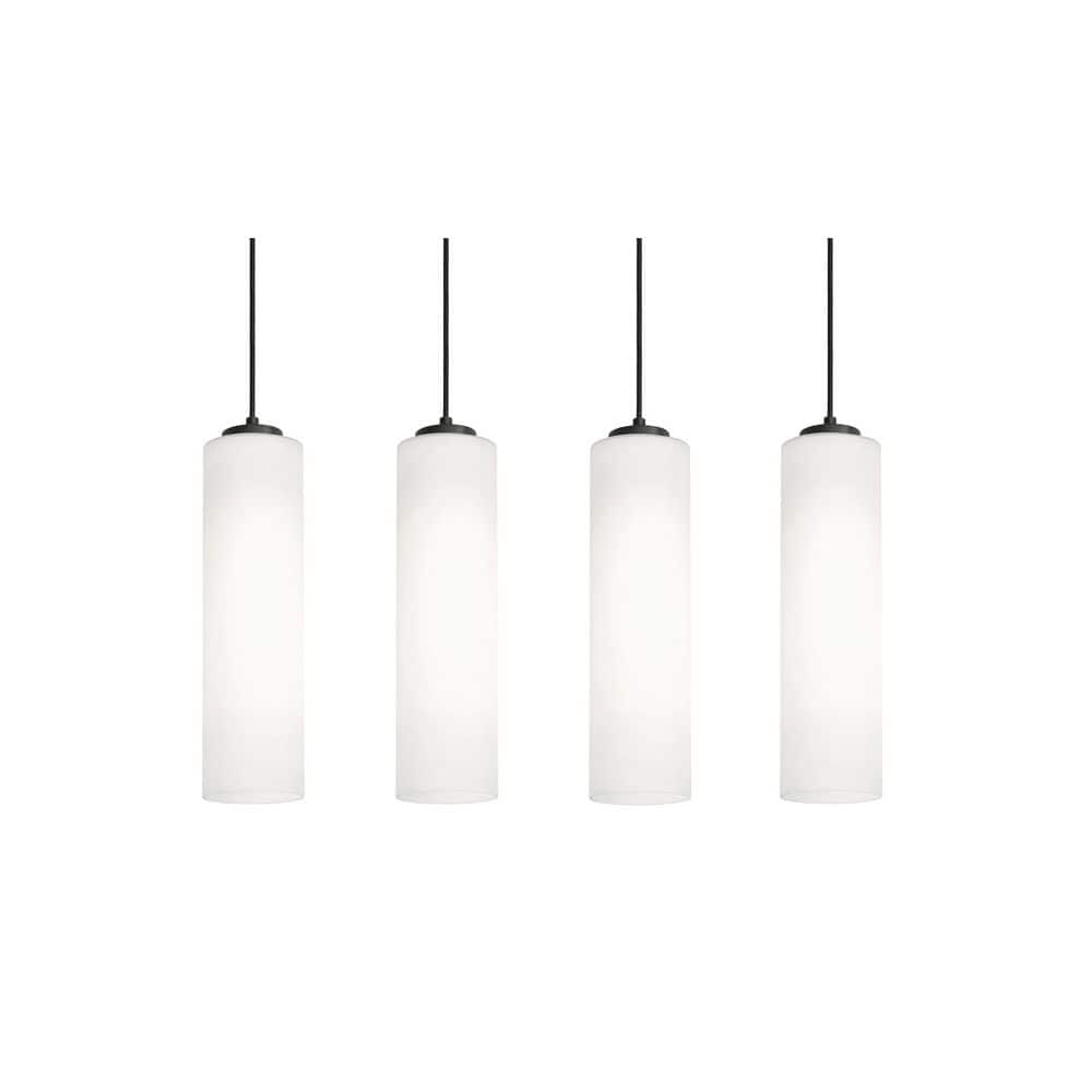 Leo Black Steel and Glass 4-Light Linear Pendant