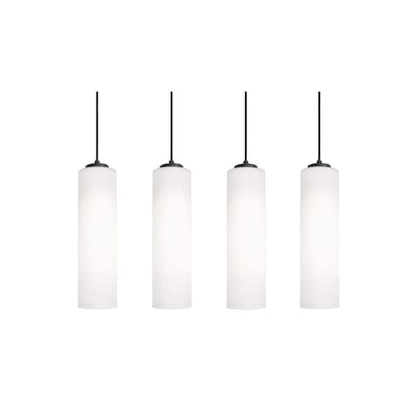 Leo 60-Watt 4-Light Pendant Light Black with Painted Glass Shade