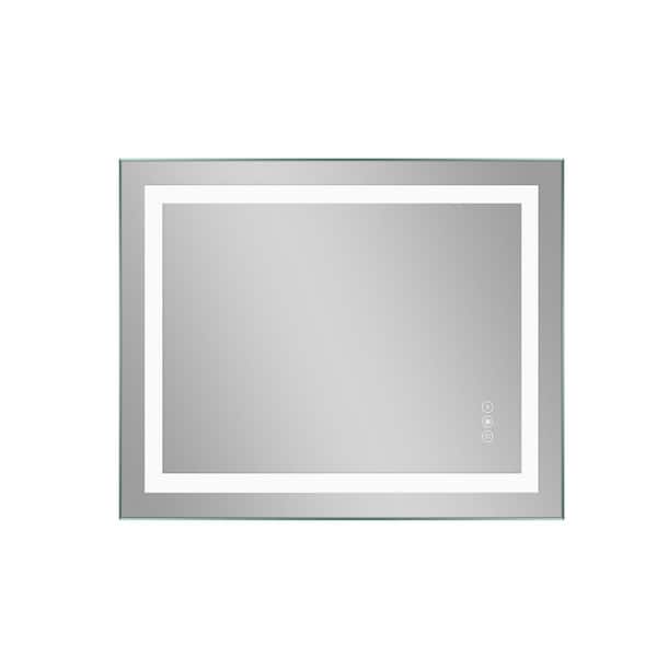 Unbranded 23 in. W x 35 in. H Large Rectangular Frameless LED Light and Anti-Fog Wall Bathroom Vanity Mirror