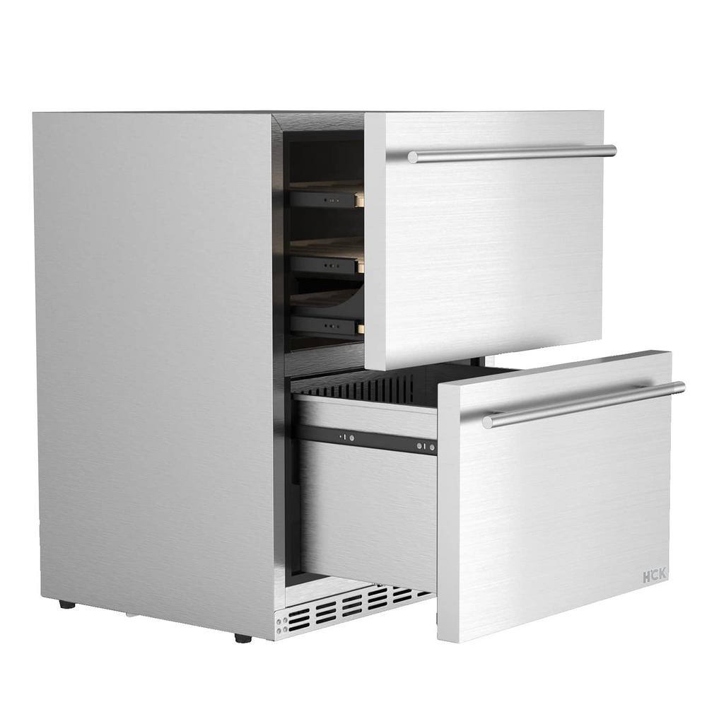HCK 5.3 cu. ft. Under Counter Double Drawer Refrigerator in Stainleass