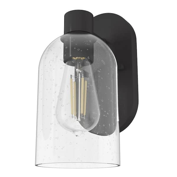 Hunter Lochemeade 1 Light Noble Bronze Wall Sconce with Smoked Glass Shade Bathroom Light
