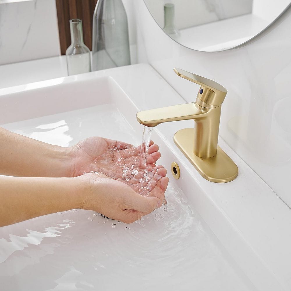 Brushed Gold Stainless Steel Single Handle Bathroom Faucet