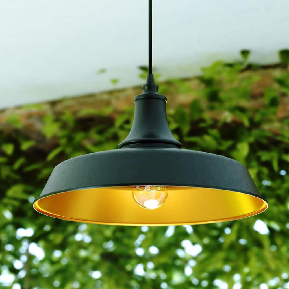 Dorado 15" Dark Bronze and Gold Farmhouse Pendant Light