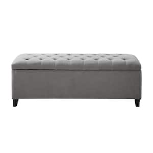 Sasha Grey Tufted Top Storage Bench 18.5 in. H x 49 in. W x 19.25 in. D