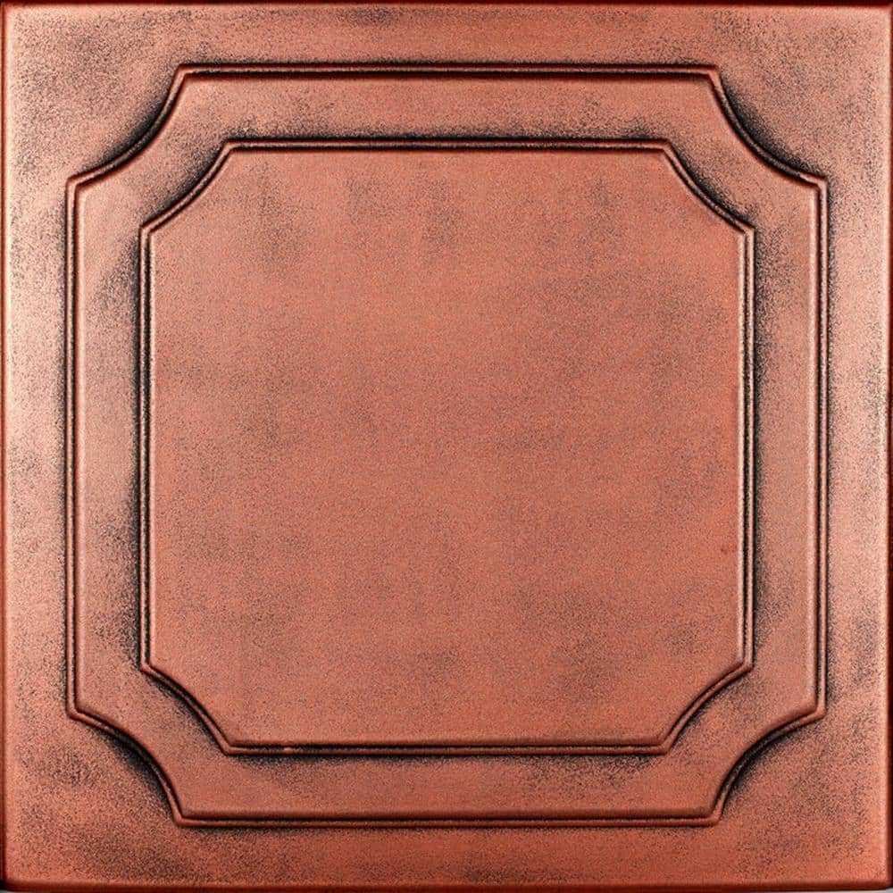 Antique Copper Faux Tin Glue-Up Ceiling Tile, 2 x 2 ft