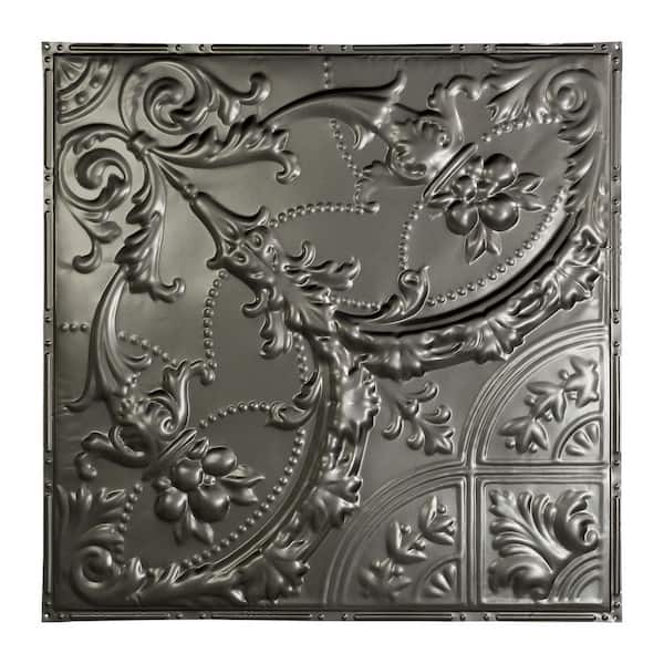 Great Lakes Tin Saginaw 2 ft. x 2 ft. Nail Up Metal Ceiling Tile in Argento (Case of 5)