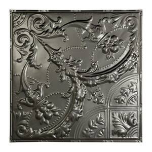 Saginaw 2 ft. x 2 ft. Nail Up Metal Ceiling Tile in Argento (Case of 5)