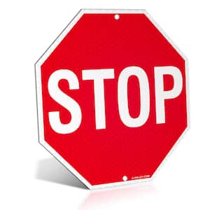 12 in. x 12 in. Stop Sign - Street Road Slow Warning Metal Warning Signs