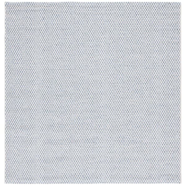 SAFAVIEH Sisal All-Weather Blue/Ivory 7 ft. x 7 ft. Solid Woven Indoor/Outdoor Square Area Rug