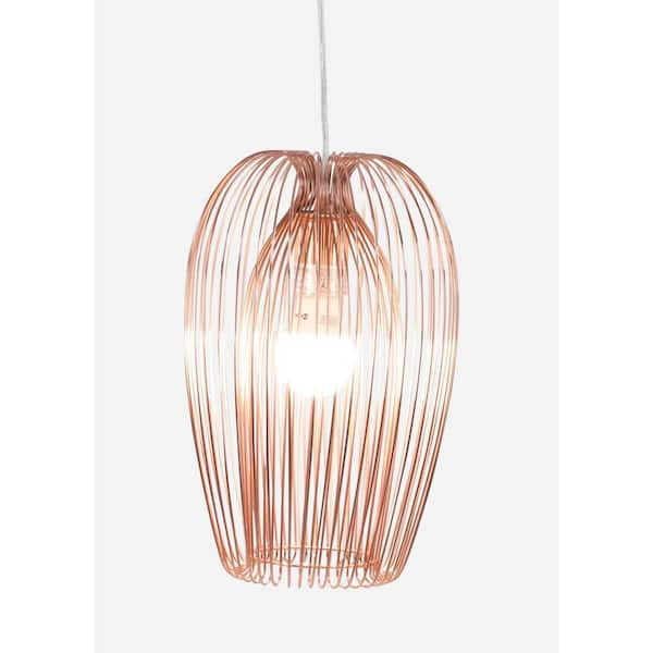 1-Light Modern Bronze Iron Wire Grid Pendant