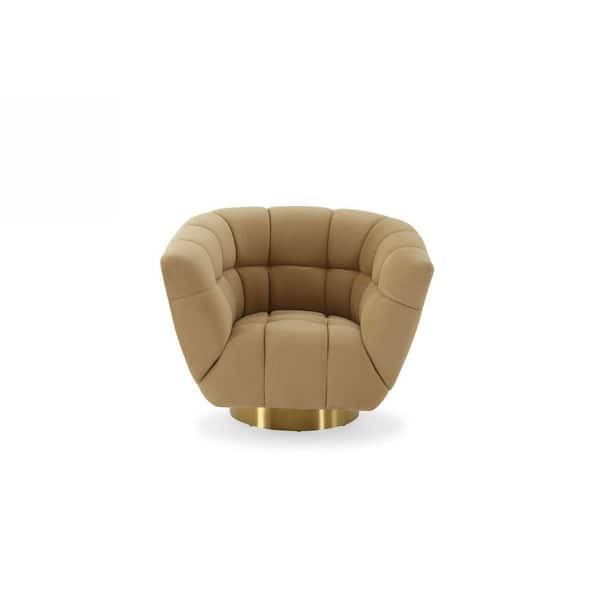 Divani Casa Granby-Glam Mustard and Gold Fabric Chair