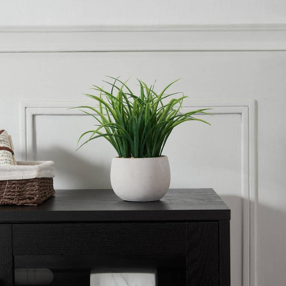Desktop Artificial Grass in Cement Pot