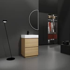 24 in. W x 18 in. D x 36 in. H Single Sink Freestanding Bath Vanity in Imitative Oak with White Ceramic Top