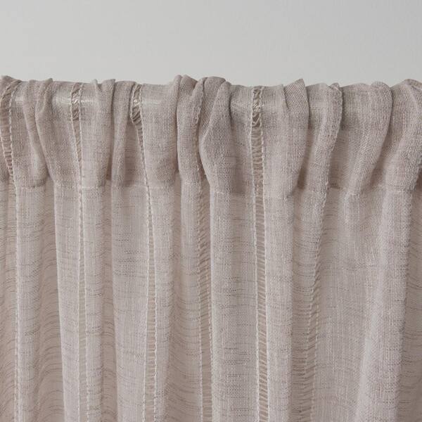 EXCLUSIVE HOME - Blush Embroidered Rod Pocket Sheer Curtain - 54 in. W x 96 in. L (Set of 2)
