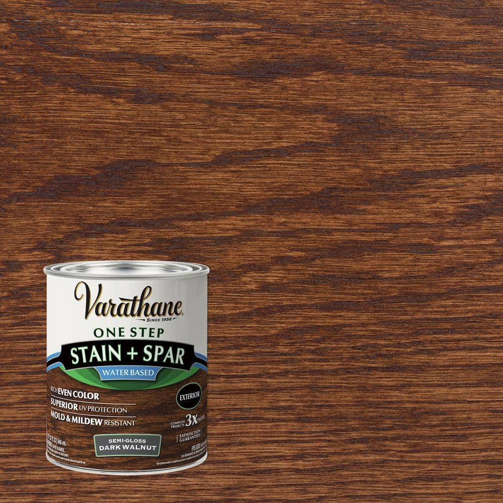 Varathane 1 qt. Dark Walnut Semi-Gloss Water-Based Exterior Spar ...