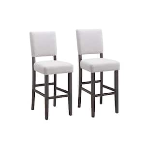 Blackbean 44 in. Wood and Heather Gray Upholstered High Back 30 in. Bar Height Stool (Set of 2)