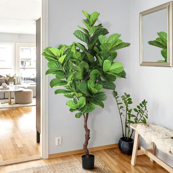 6 ft. Real Touch Artificial Fiddle Leaf Fig Tree in Black Pot