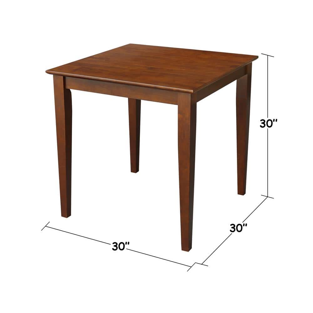 30" Square Brown Solid Wood Dining Table with 2 Ladderback Chairs