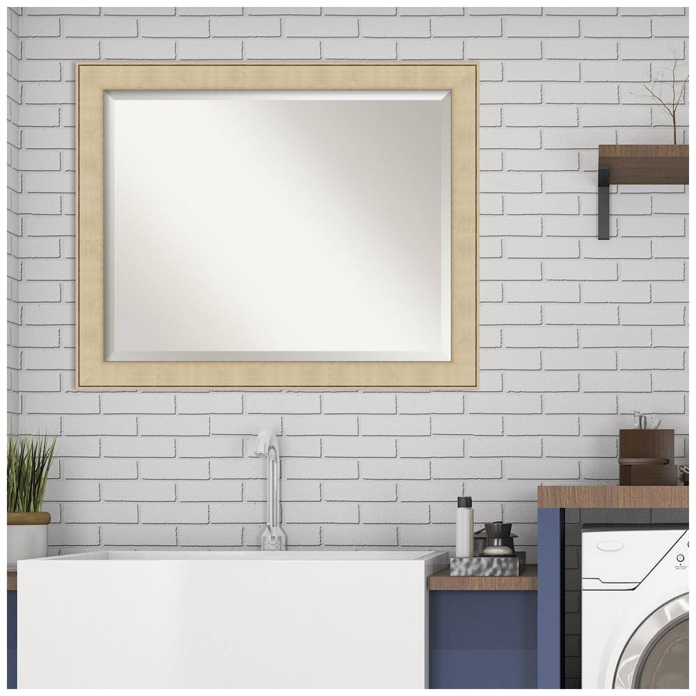 Elegant Honey-Silver Beveled Bathroom Vanity Mirror 32" x 26"