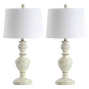 Zabi 27.5 in. White Wash Curved Table Lamp with Off-White Shade (Set of 2)
