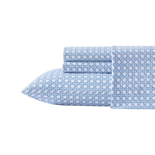 Bahama Diamond Isle 4-Piece Blue Cotton King Sheet Set