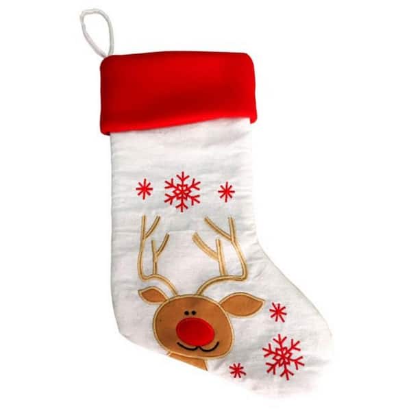 Unbranded Classic Christmas Stocking Hanging Stocking, Embroidered with Reindeer