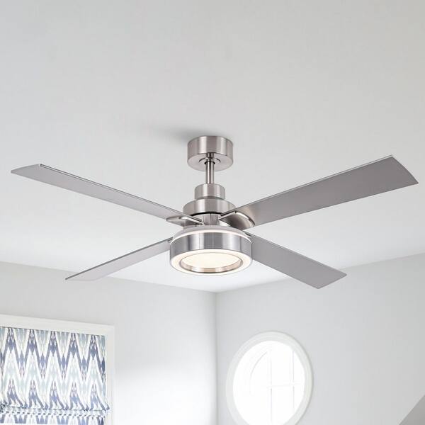 Vaczon 52 in. Indoor 4-Blade Modern Satin Nickel Ceiling Fan with