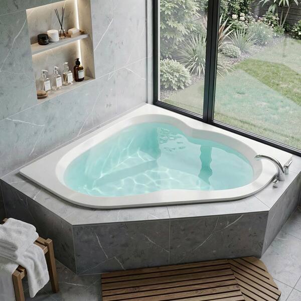 ANZZI 84 in. x 62 in. Acrylic Corner Drop-in Soaking Bathtub with