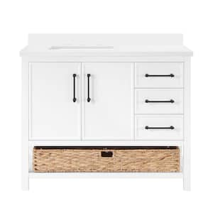 Marlen 42 in. W x 22.1 in. D x 34.5 in. H Single Sink Bath Vanity in Pure White with White Quartz composite Top