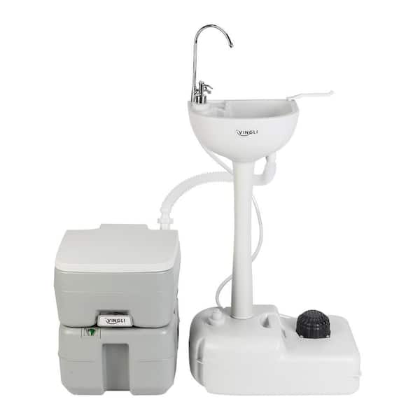 VINGLI 40.1 in. Portable Sink Hand Washing Station and 5.3 gal. Flushing Toile Combo