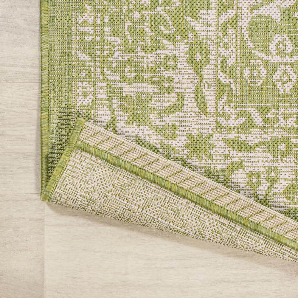 Bohemian Vintage Vine Border Gray Cream 4' x 6' Synthetic Area Rug