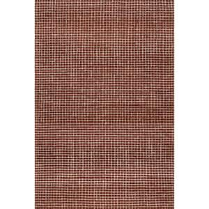 Arvin Olano Chestnut 3 ft. x 5 ft. Melrose Checked Wool Indoor/Outdoor Patio Area Rug