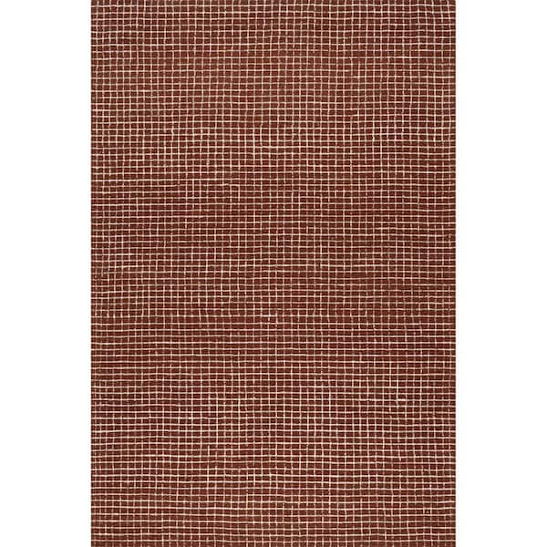 Melrose Checked Wool Chestnut 8 ft. x 10 ft. Indoor/Outdoor Patio Rug
