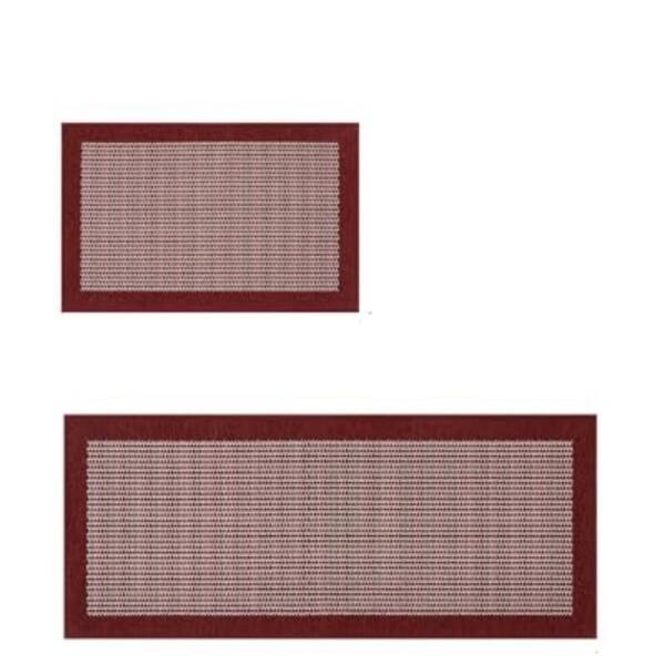 Red 32 in. x 20 in. & 30 in. x 72 in. Non Slip, Washable, Absorbent Indoor Kitchen Mat