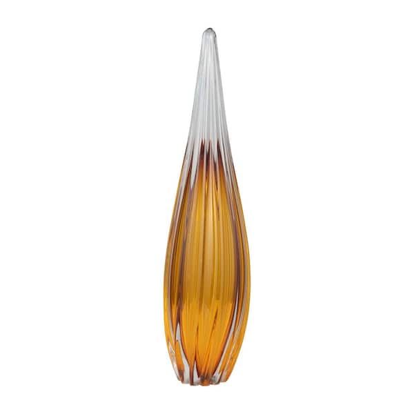 Liv & Skye Orange 5 in. x 19 in. Glass Paperweight Sculpture