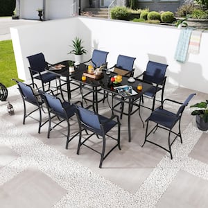 11-Piece Metal Bar Height Outdoor Dining Set