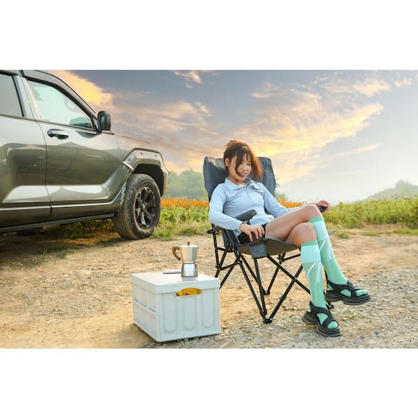 Grey Steel Frame Lawn Chair-250 lbs. Capacity, PVC Polyester