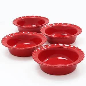 Classic Individual 5 in. True Red Round Ceramic Pie Dish (4-Pack)