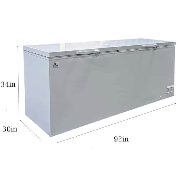 92in. W 26.7 cu ft NSF Commercial Manual Defrost Chest Freezer in White