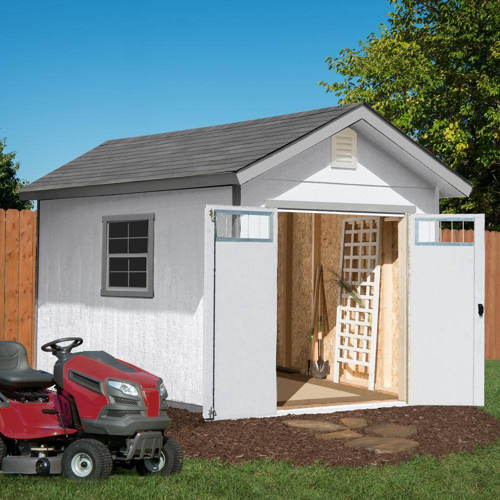 Beachwood 10' x 12' Beige Wood Storage Shed with Windows
