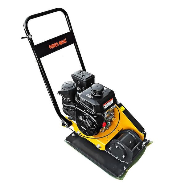 Power King 23 in. x 15.75 in. 6 HP Plate Compactor with Rubber Pad and Movement Trolley
