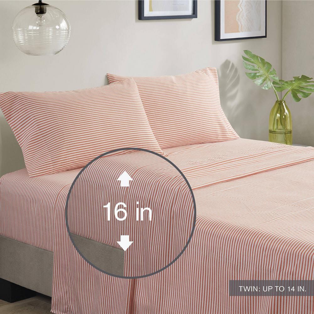 Queen Coral and Grey Microfiber Reversible Bed in a Bag Set
