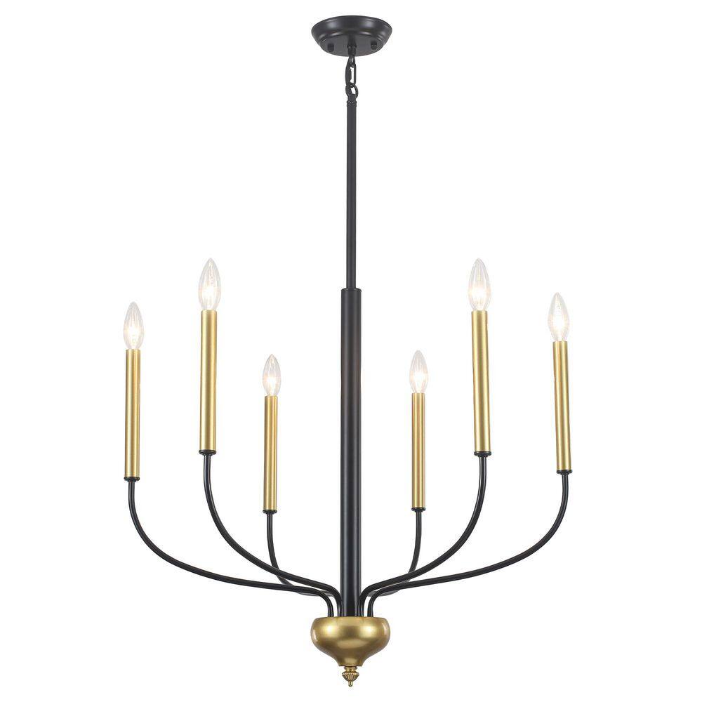 6 Light Black and Gold Farmhouse Chandelier Industrial Candle-Style Pendant Light for Dining Room with No Bulbs Included price history on PriceWatchPro