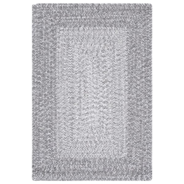 Braided Gray 3 ft. x 5 ft. Machine Washable Ombre Border Area Rug
