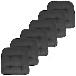 19 in. x 19 in. x 5 in. Solid Tufted Indoor/Outdoor Chair Cushion U-Shaped in Charcoal (6-Pack)