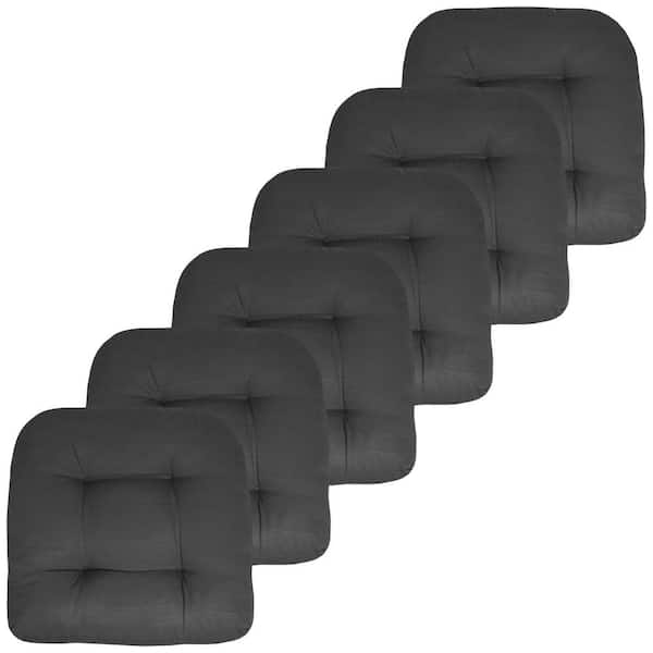 Sweet Home Collection 19 in. x 19 in. x 5 in. Solid Tufted Indoor/Outdoor Chair Cushion U-Shaped in Charcoal (6-Pack)