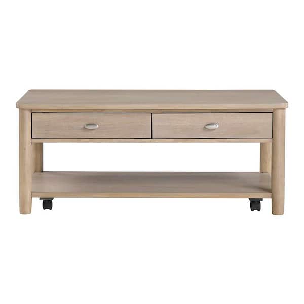 Lazzara Alburgh 47.5 in. Natural Finish Rectangle Wood Cocktail Table