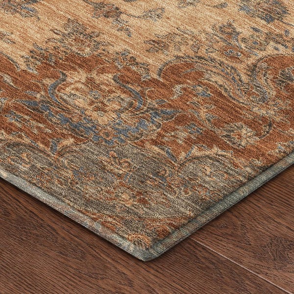 Mayfield Premium Machine Washable Abstract AMF2543 Copper 3 ft. x 4 ft. Area Rug