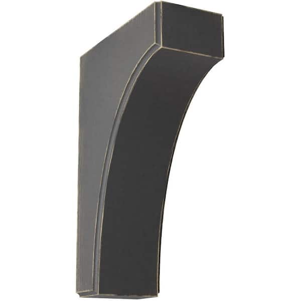 Ekena Millwork 3-1/2 in. x 12 in. x 8 in. Black Clarksville Wood Vintage Decor Bracket